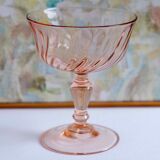 Set of 6 cups champagne rose vintage Rosaline pink swirl glass Arcoroc Luminarc France