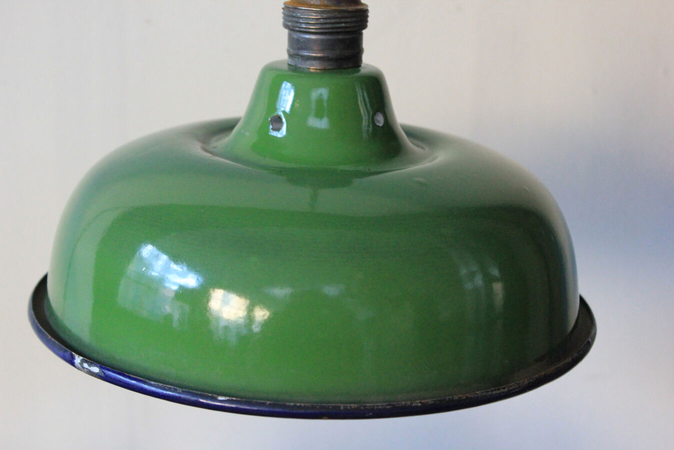 Abat jour emaillé lampe industrielle vert bouteille