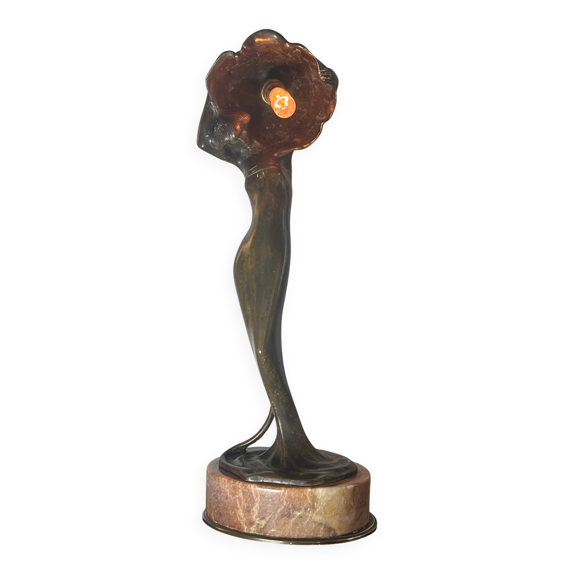 Bronze Art Nouveau lamp