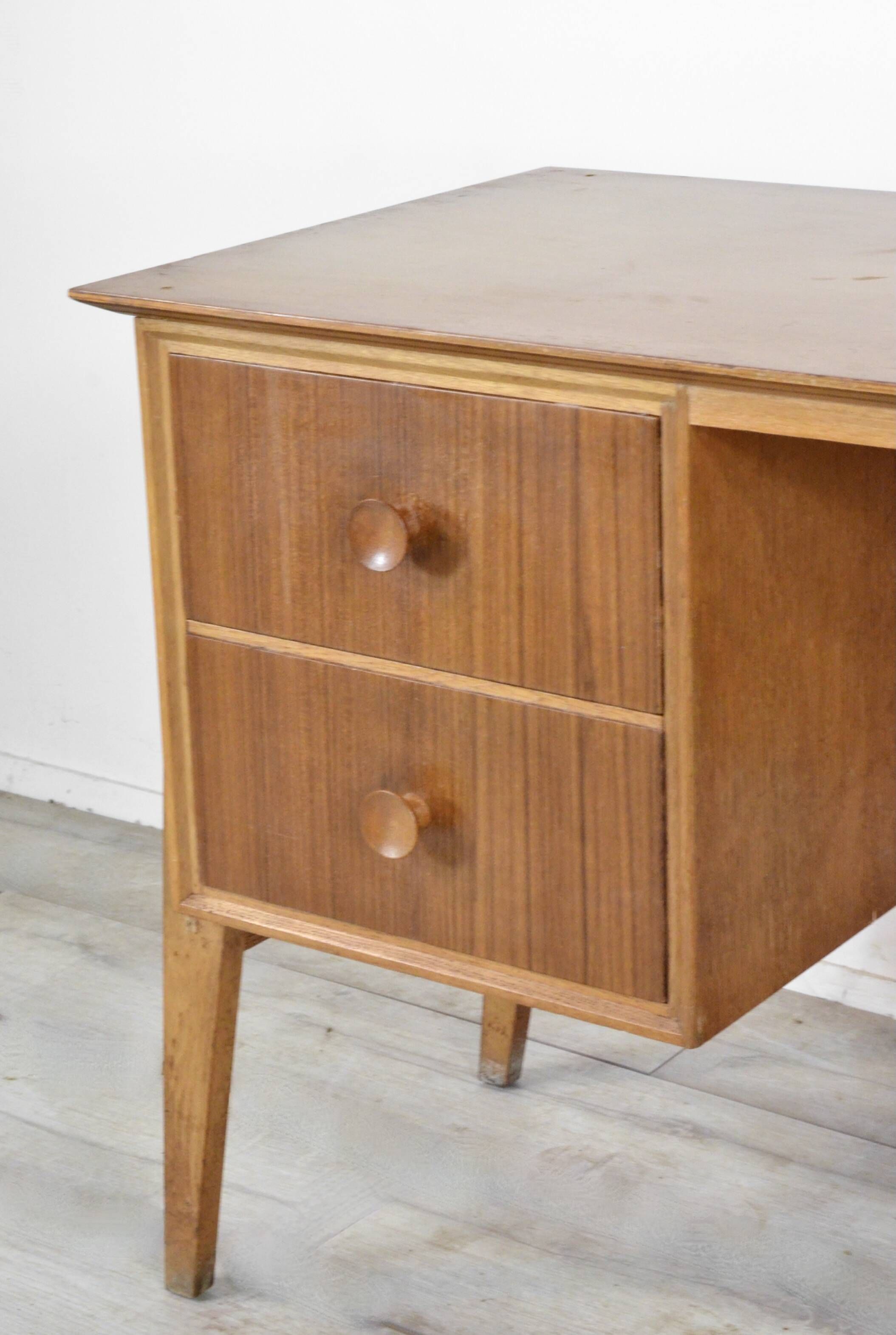 Midcentury Teak Petite Desk / Dresser By Meredew. Vintage Modern Danish Sca