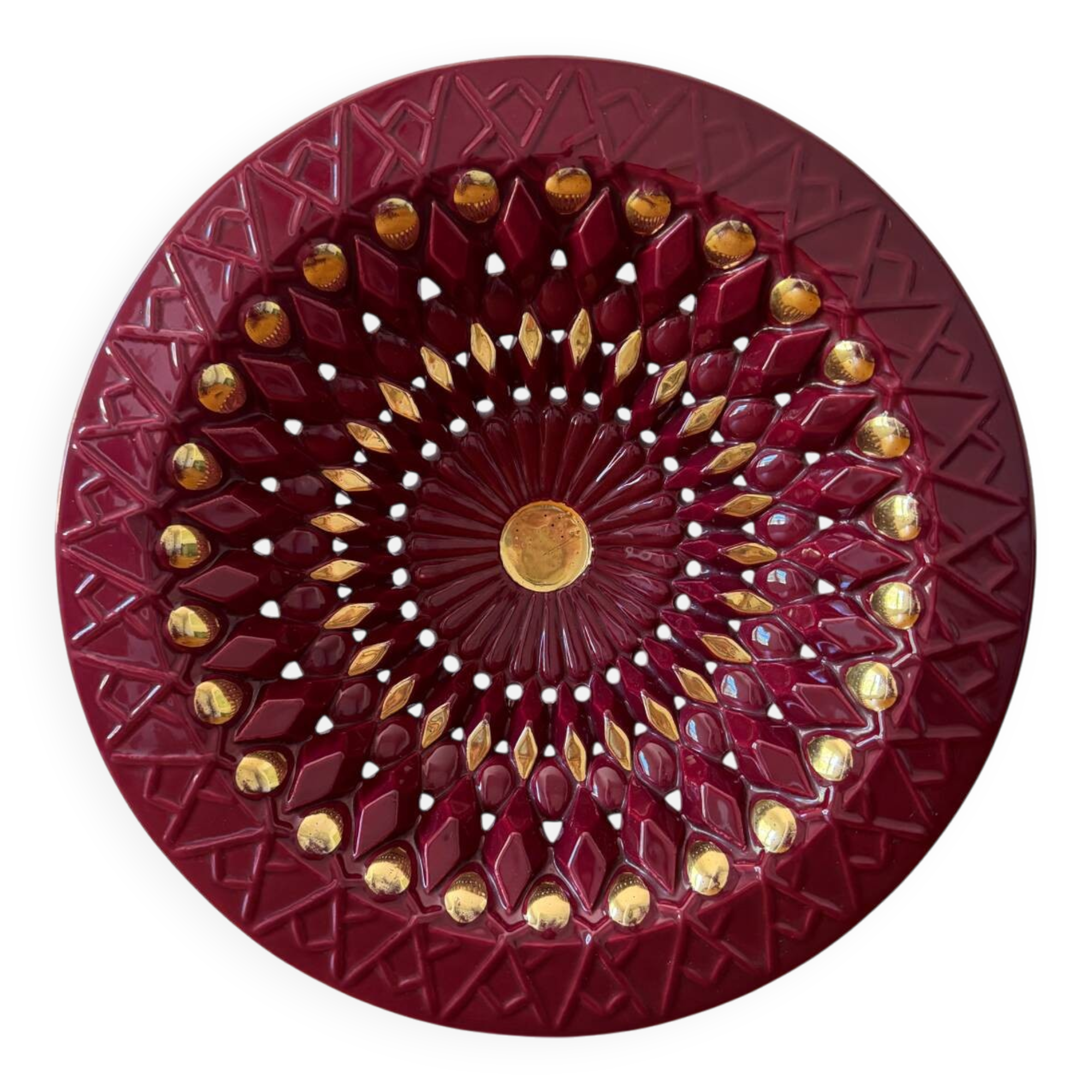 Large openwork ceramic dish from Vallauris, 1960s