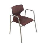 Set of Six Curved Beech Desk Chairs by Pagholz Flötotto with Armrests, Germ