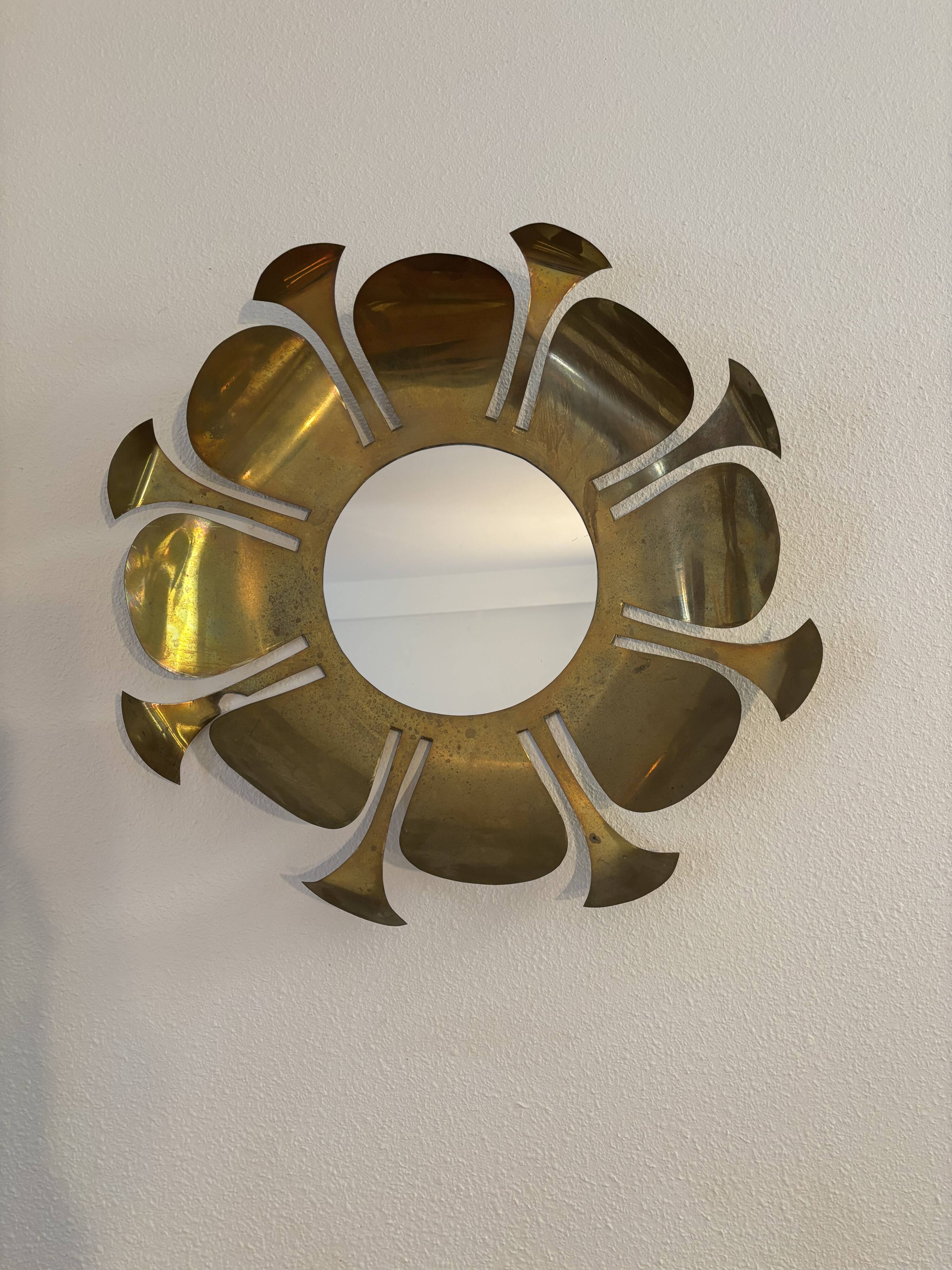 Miroir en laiton doré, 1970