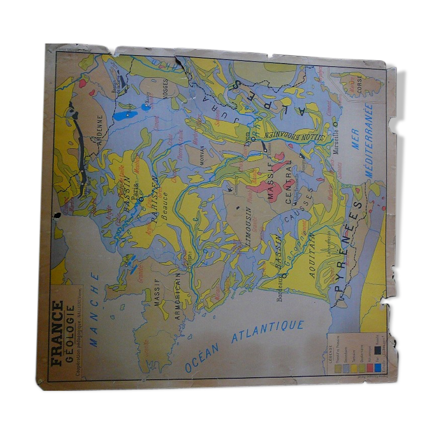 Map old mural Nalliers Vienna France geology and relief