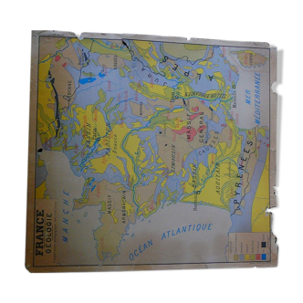 Carte ancienne murale  Nalliers Vienne France géologie et relief