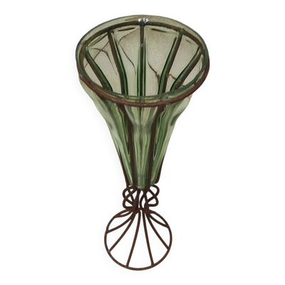 Vase en verre soufflé du XIXᵉ siècle – style Murano avec monture