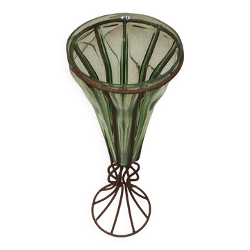 Vase en verre soufflé du XIXᵉ siècle – style Murano avec monture