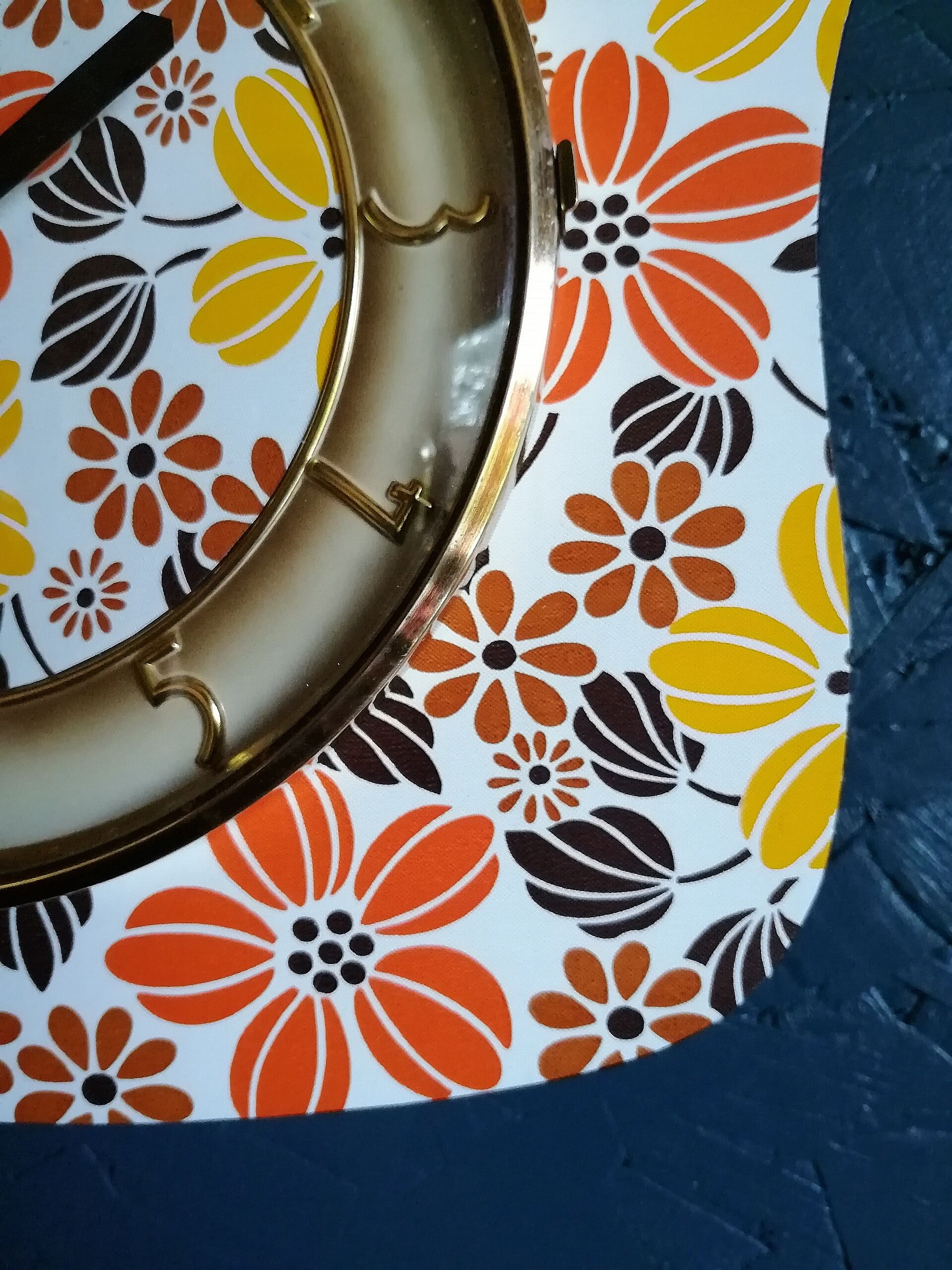 Vintage clock silent wall pendulum "Flowers"