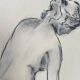 Charcoal drawing, study of a plaster statue of a woman, signed studio piece.