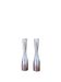 Pair of minimalist aluminium candlesticks in the style of Erika Pekkar.