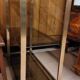 Vintage shelf in smoked glass and golden brass - 1970s