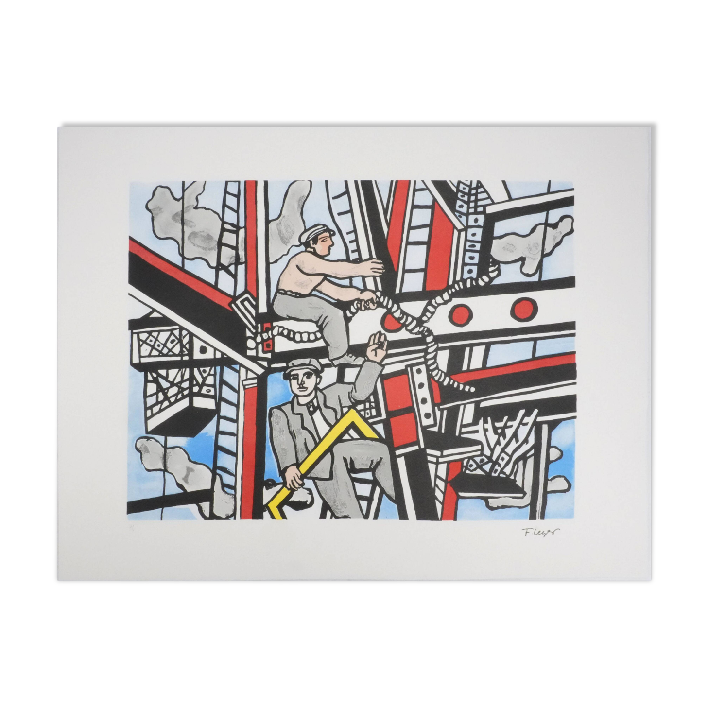 Fernand Léger : Les constructeurs saluant, lithographie signée