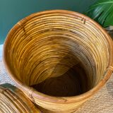 Vintage wicker and brass basket