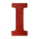 Industrial letter "I" in red metal