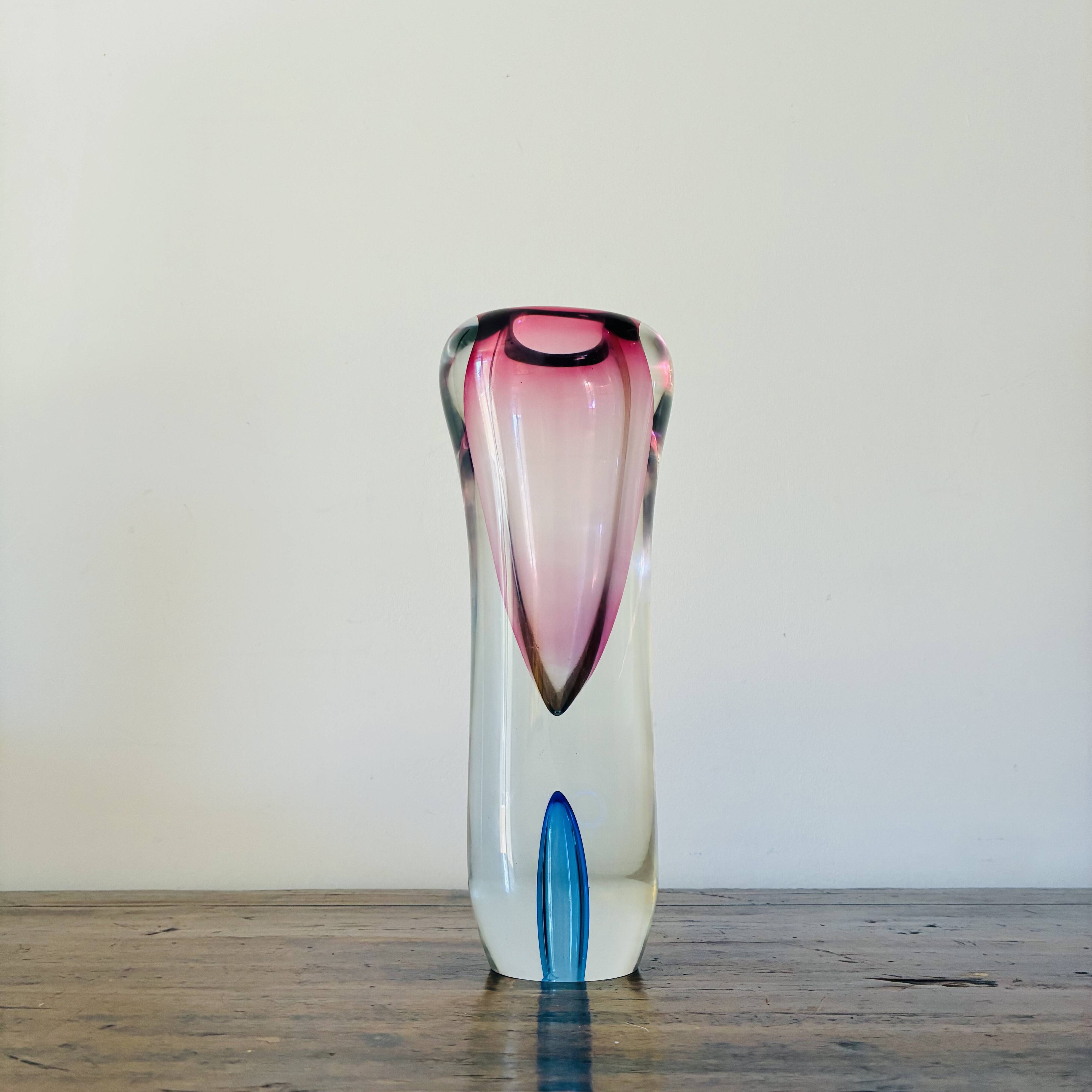 Vase en verre sommerso de Murano, années 1960, dans le style de Flavio Poli