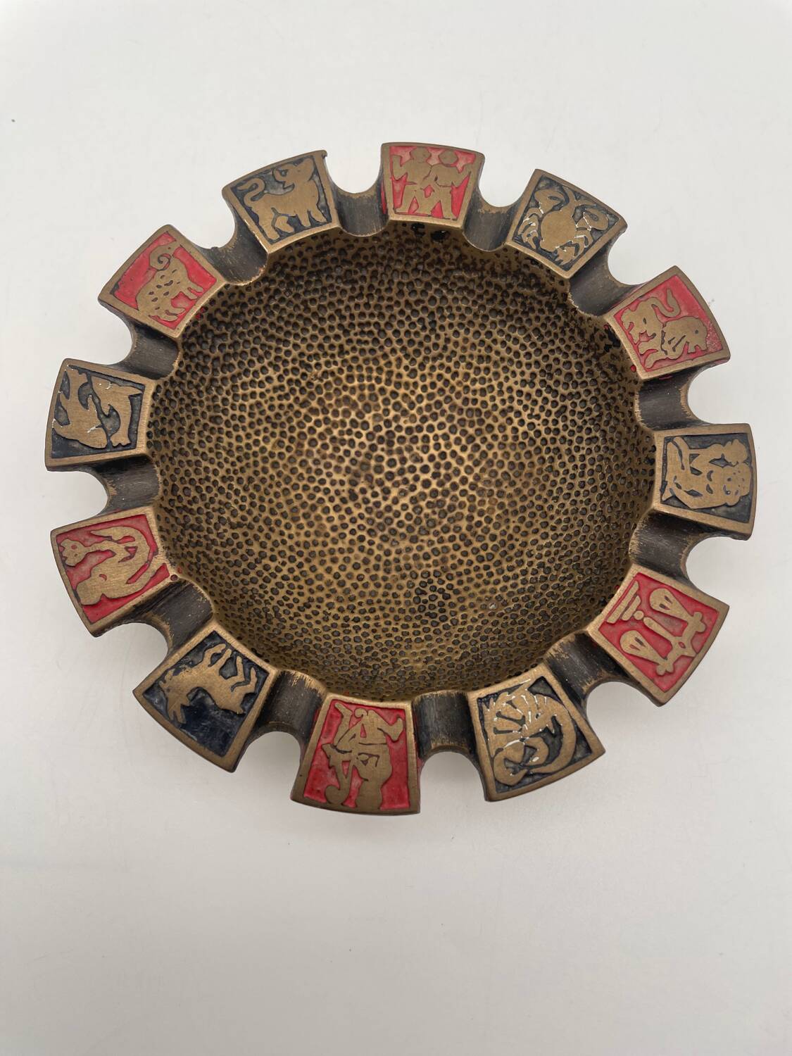 Zodiac cup ashtray in solid brass