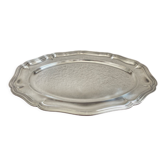 Plat en métal argenté orfèvre orbrille 51 x 35 cm