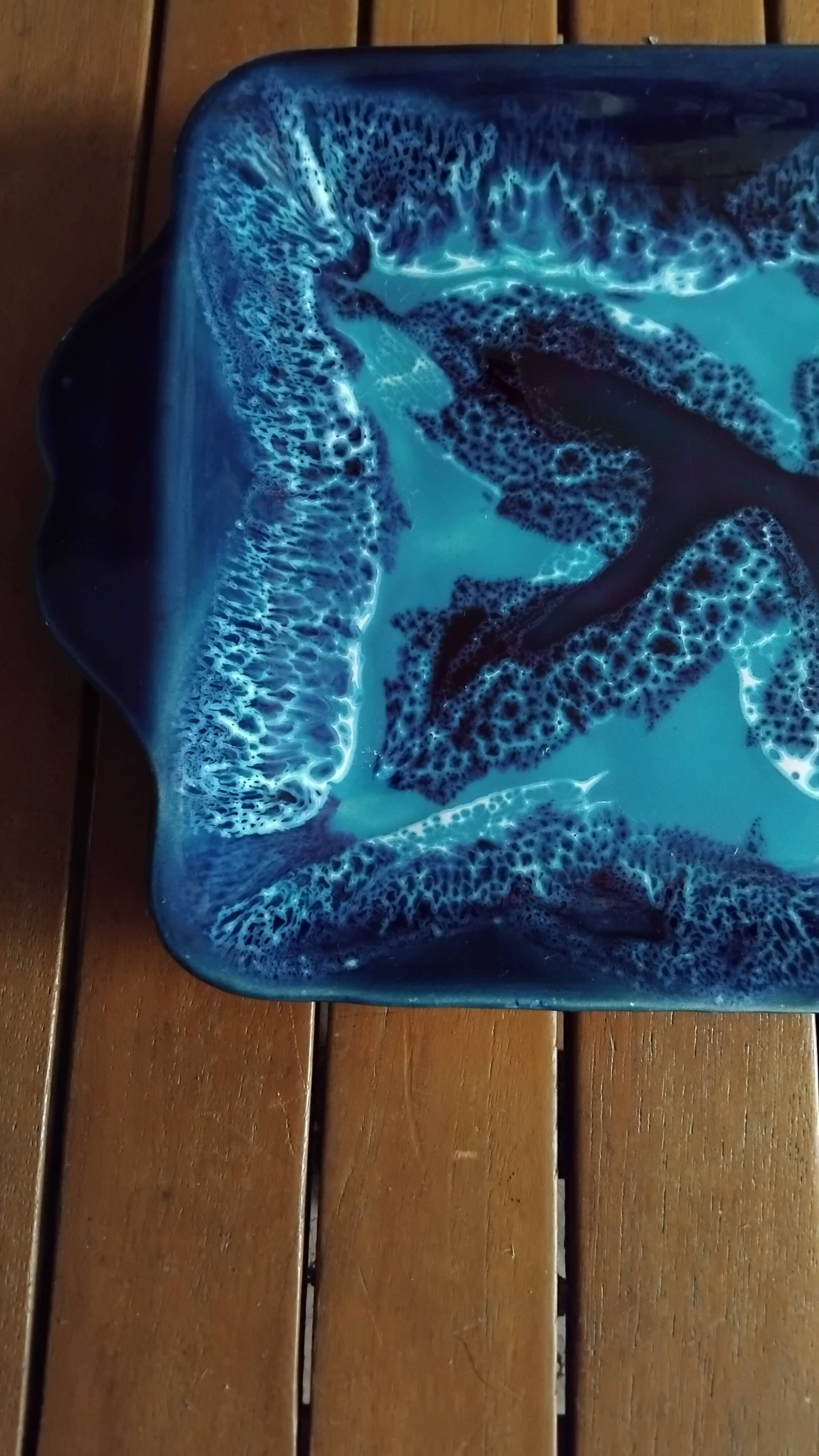 Blue rectangular plate Vallauris