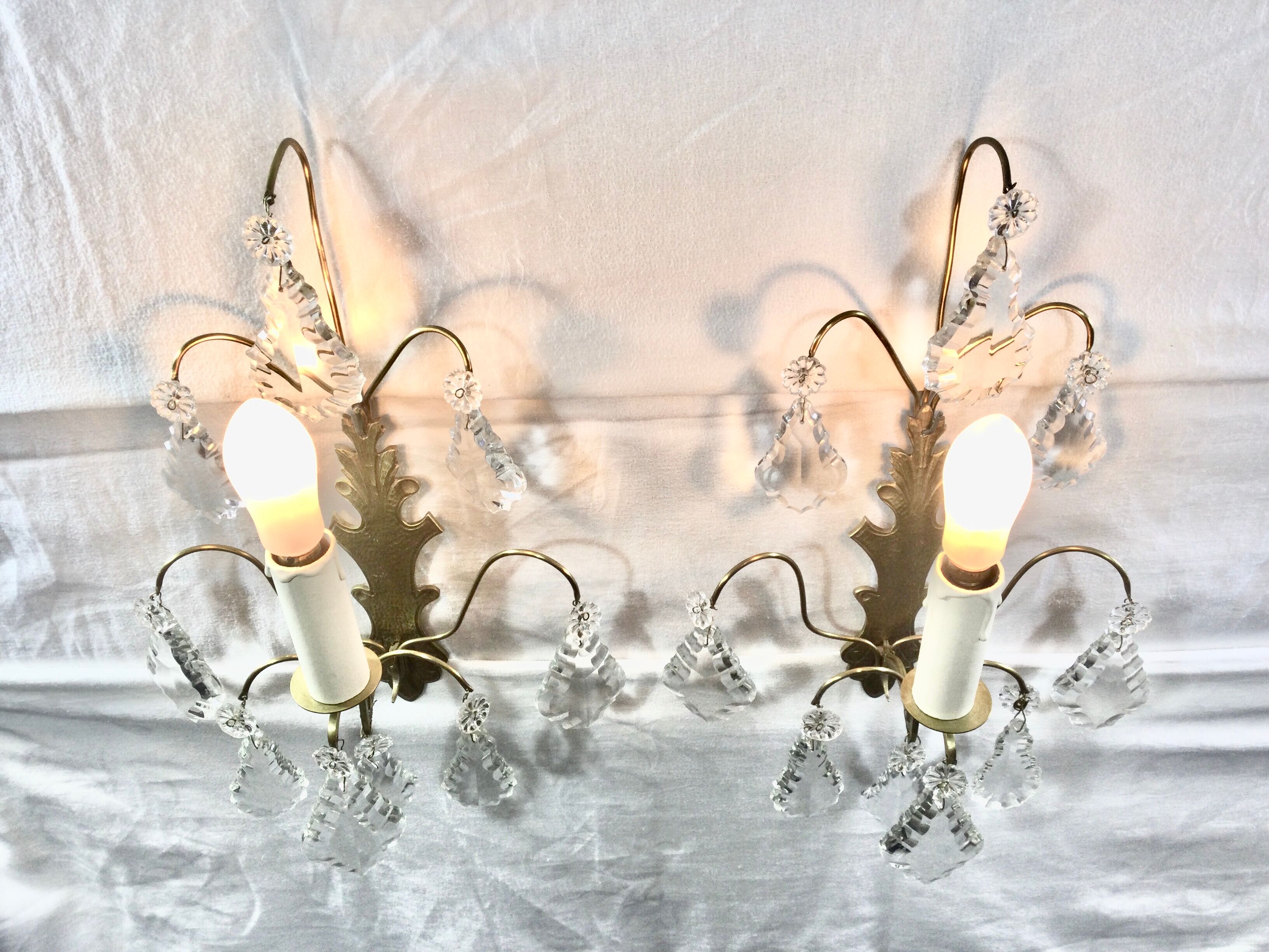 Pair of Wall Lamp Bronze And Crystal 1 Light