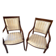 Paire de fauteuils sculptés style Empire – bois acajou