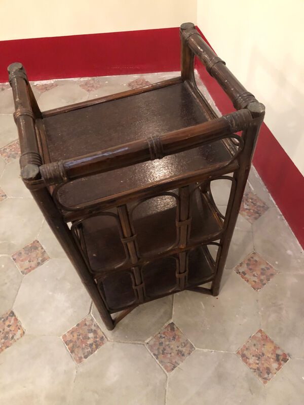 Petite étagère vintage 70 rotin