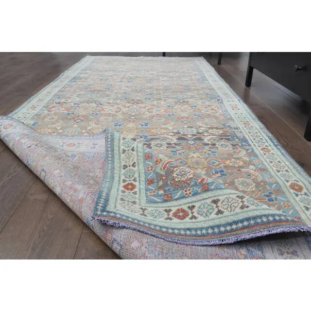 Vintage Turkish Oushak Handmade Wool Cotton Brown Runner Rug 118x309