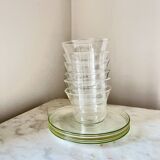 Vintage Jena Borosilicate Glass Tea Cups Set of 6 + Saucers,  GDR, 1960s