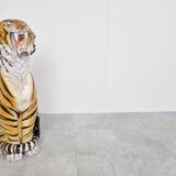 Large ceramic Hand Painted Tiger, 1970's Italy