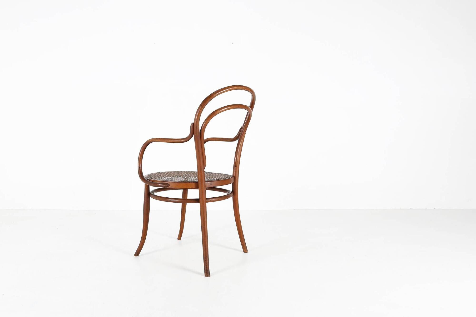 Vintage armchair in bentwood with canework, France ca. 1950