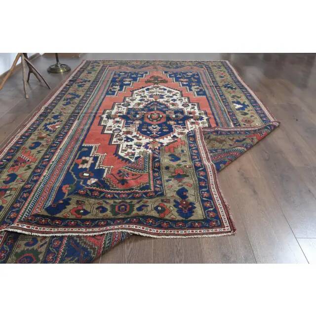 1970s Vintage Turkish Handmade Wool Red Oversized Area Rug 181x343