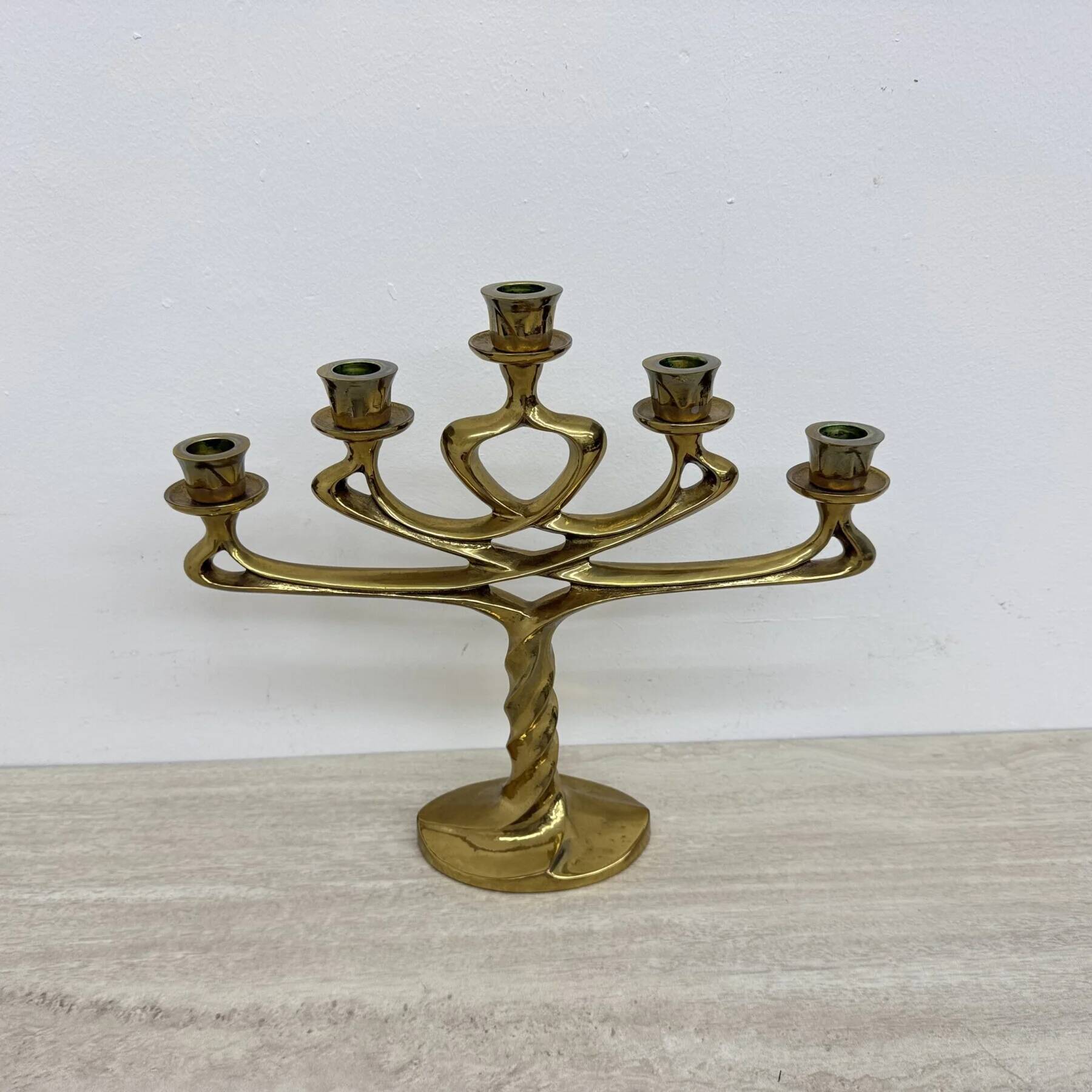 Mid-century large brutalist solid bronze candleholder, 1970s