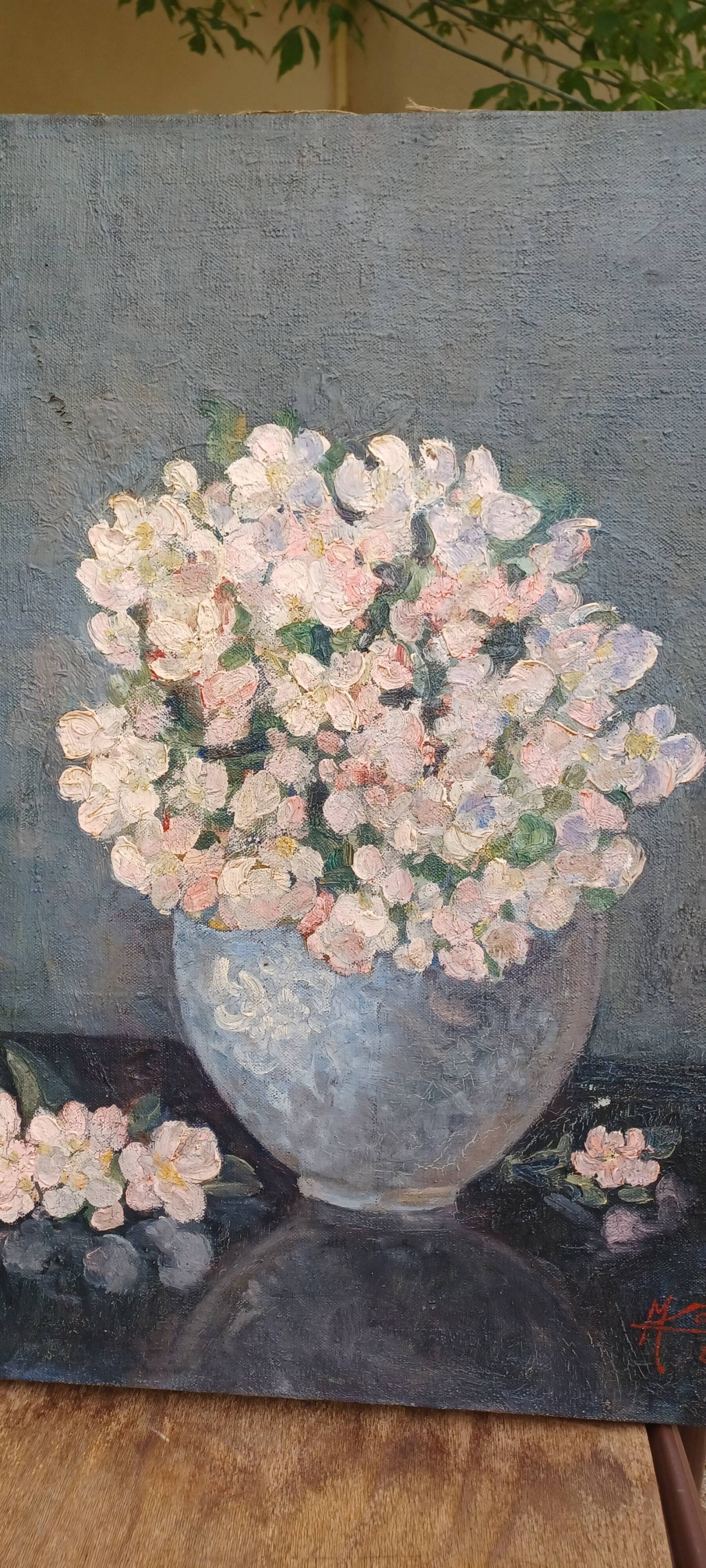 Table of flowers hst signed monge and dated 1929
