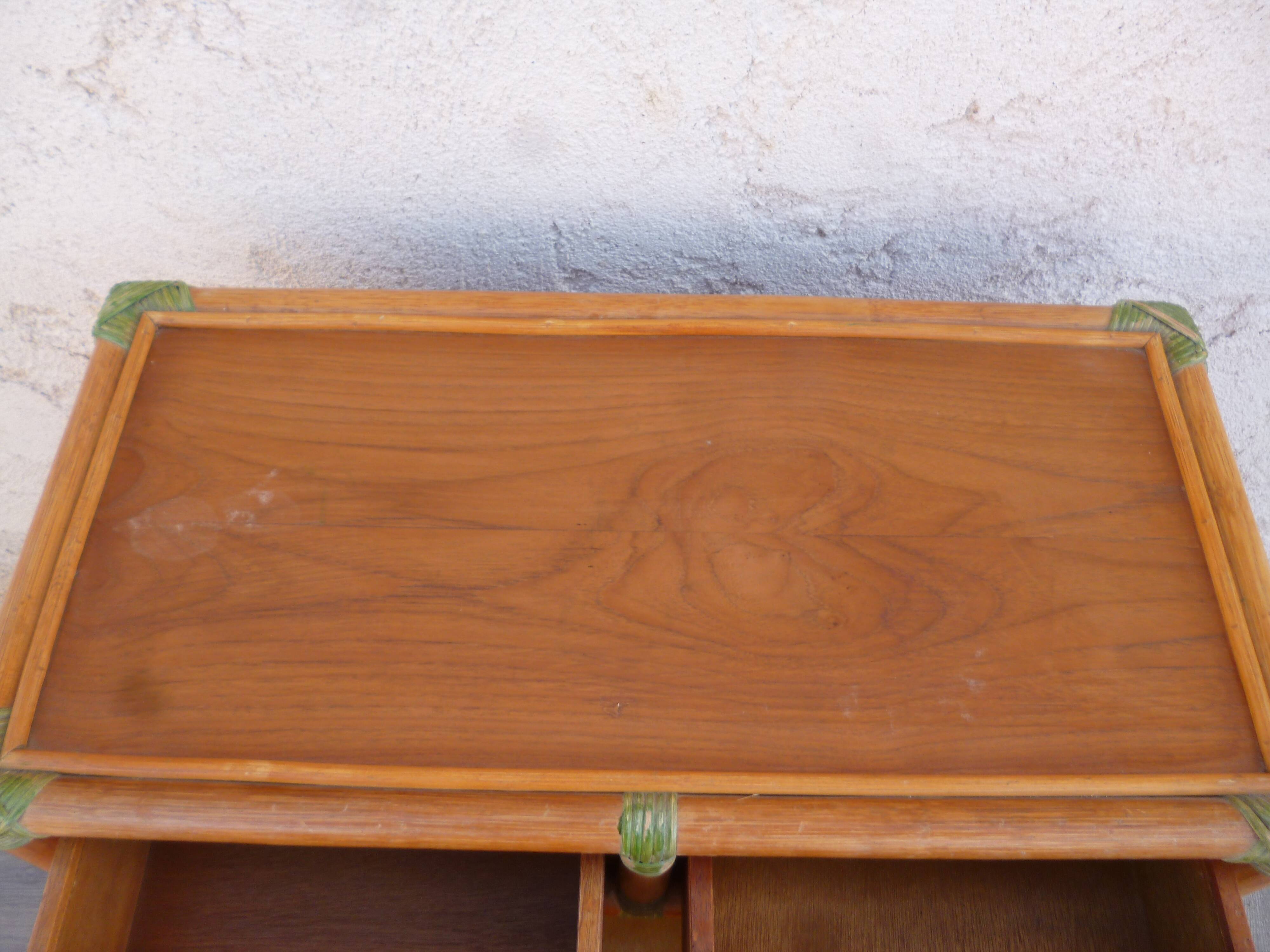 Commode bambou rotin vintage