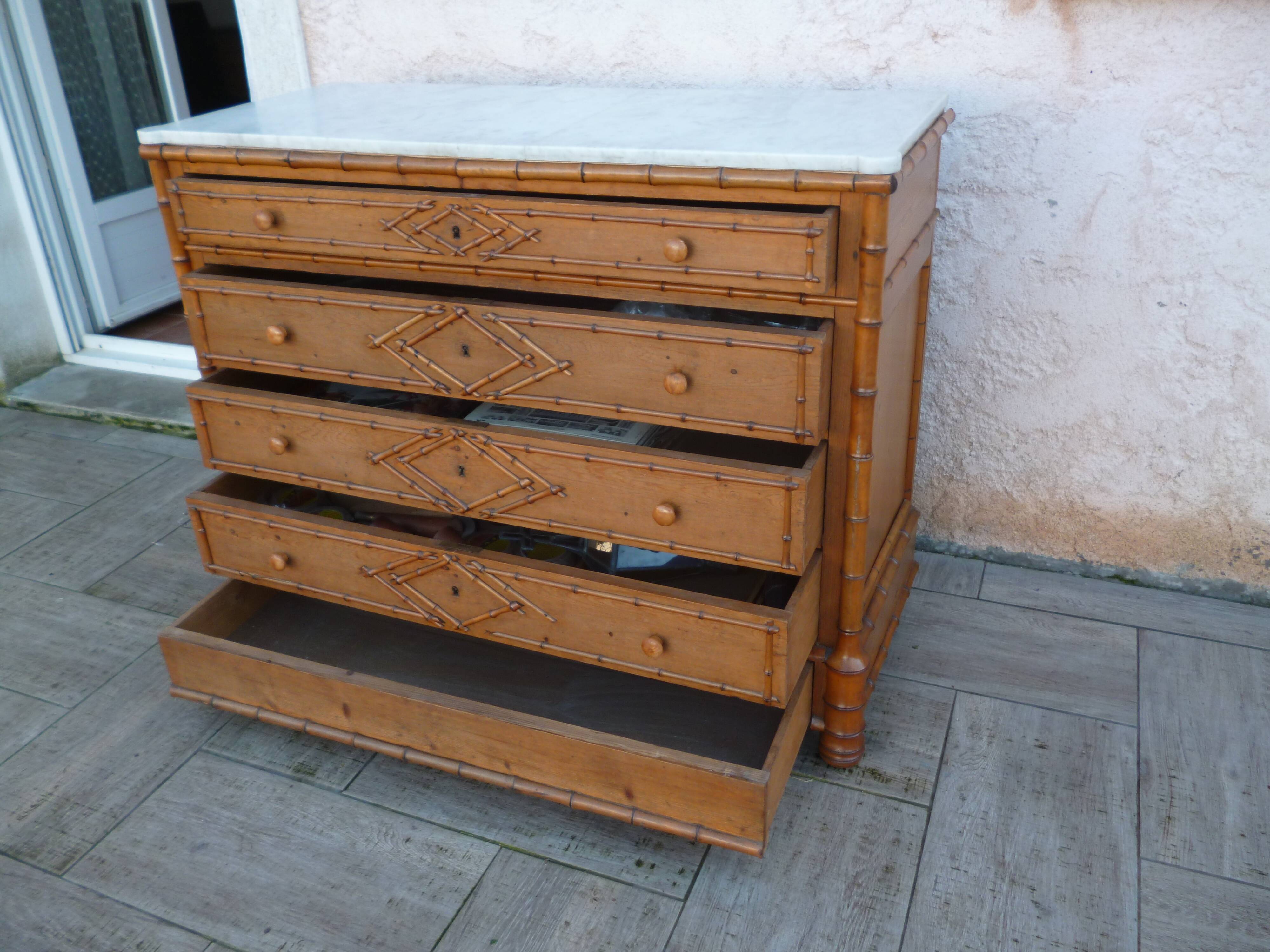 19th century faux bamboo dresser of Maison L Simon rue de Rivoli Paris