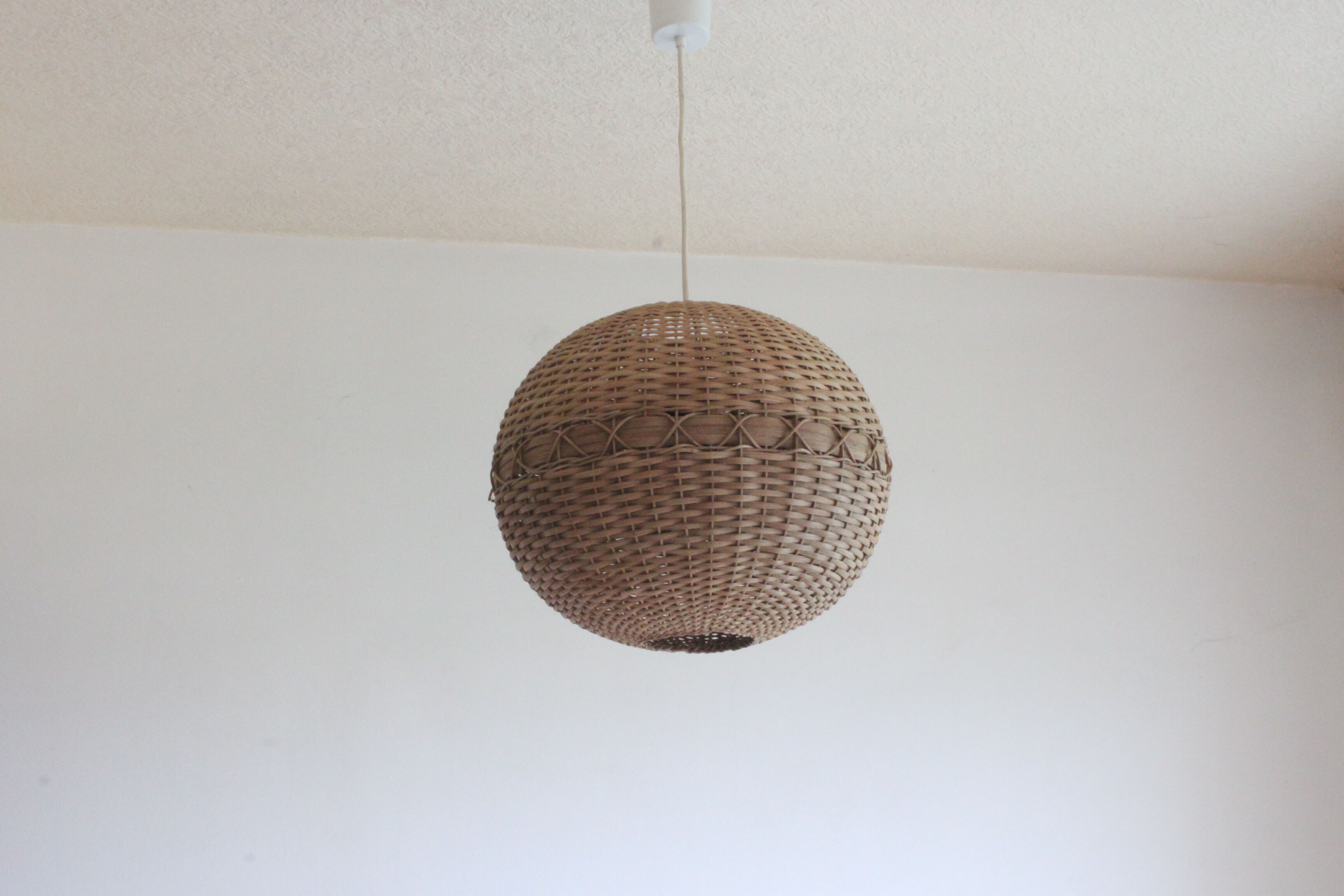 Rattan ball pendant light, 1960s