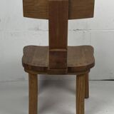 Brutalist oak low chair or children's chair, Dutch 1970s