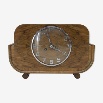 Art deco walnut mantel clock mauthe, germany, 1930s