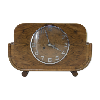 Art deco walnut mantel clock mauthe, germany, 1930s