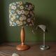 vintage Scandinavian table lamp with turned wood and Japanese lampshade