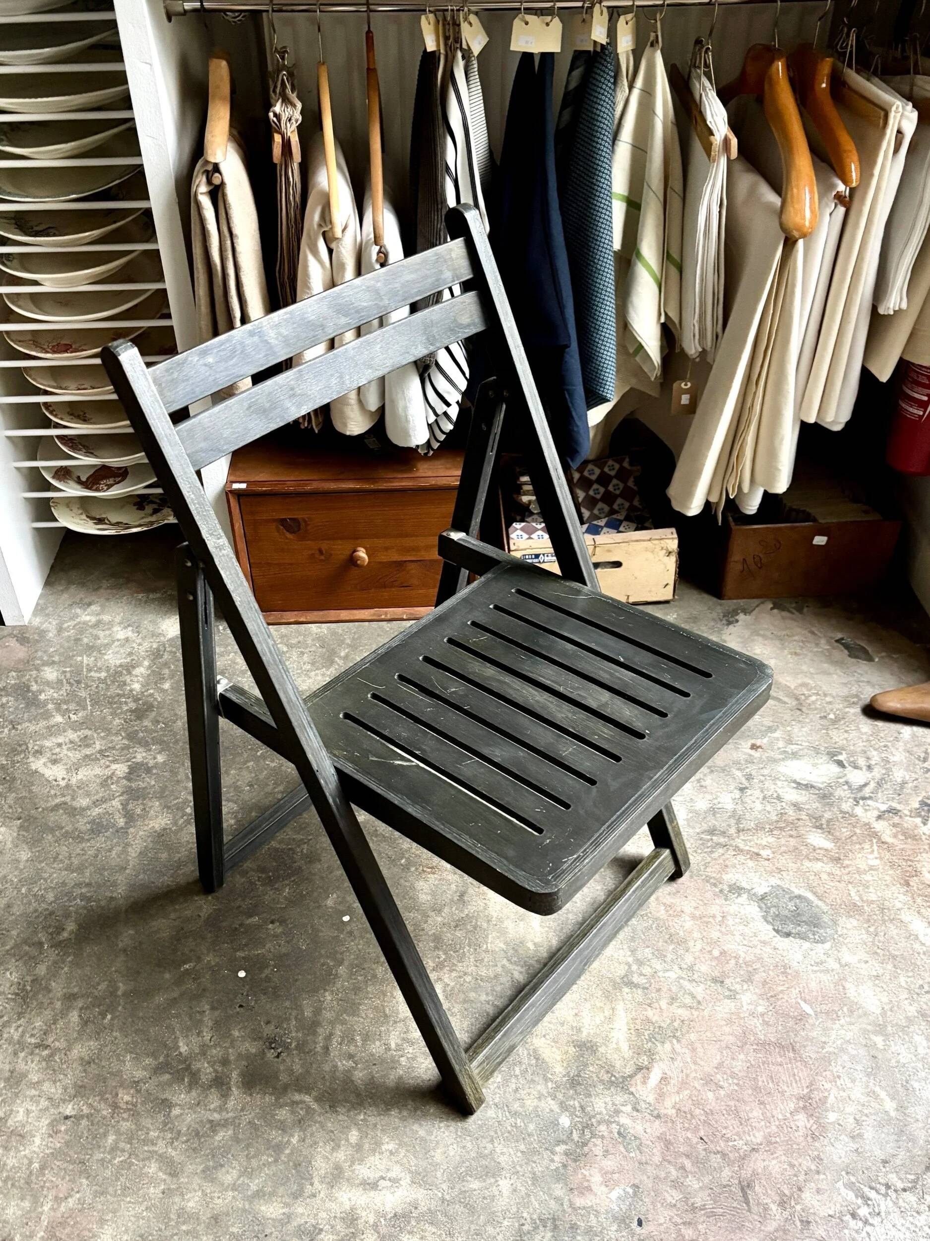 Black wooden folding chair