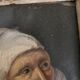 Oil on mounted paper - Portrait of a peasant woman signed, 18th century