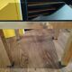 Vintage nesting table in gold metal and smoked mirror glass