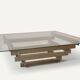 Table basse sculpturale en aluminium brossé et verre – années 1970