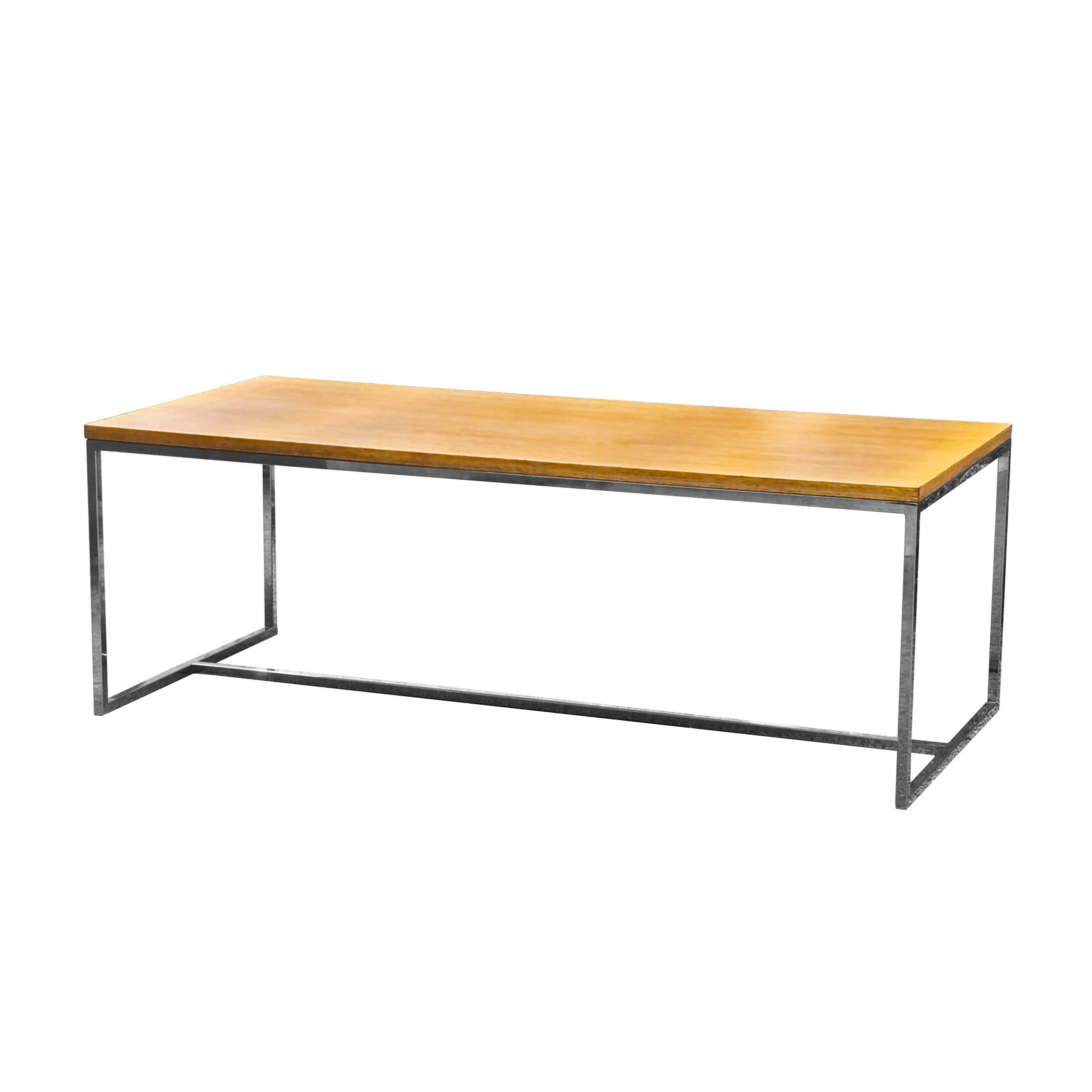XXL coffee table in oak and chrome steel