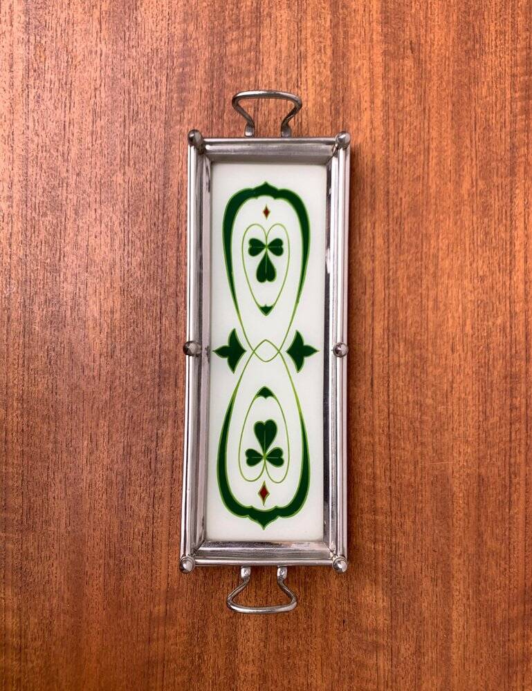 Metal and glass plateau Art Deco / Art Nouveau