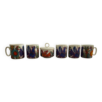 5 Mugs and sugar bowl Acapulco 60s/70s