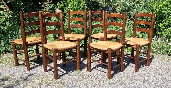 6 chaises style savoyard Perriand, Georges Robert