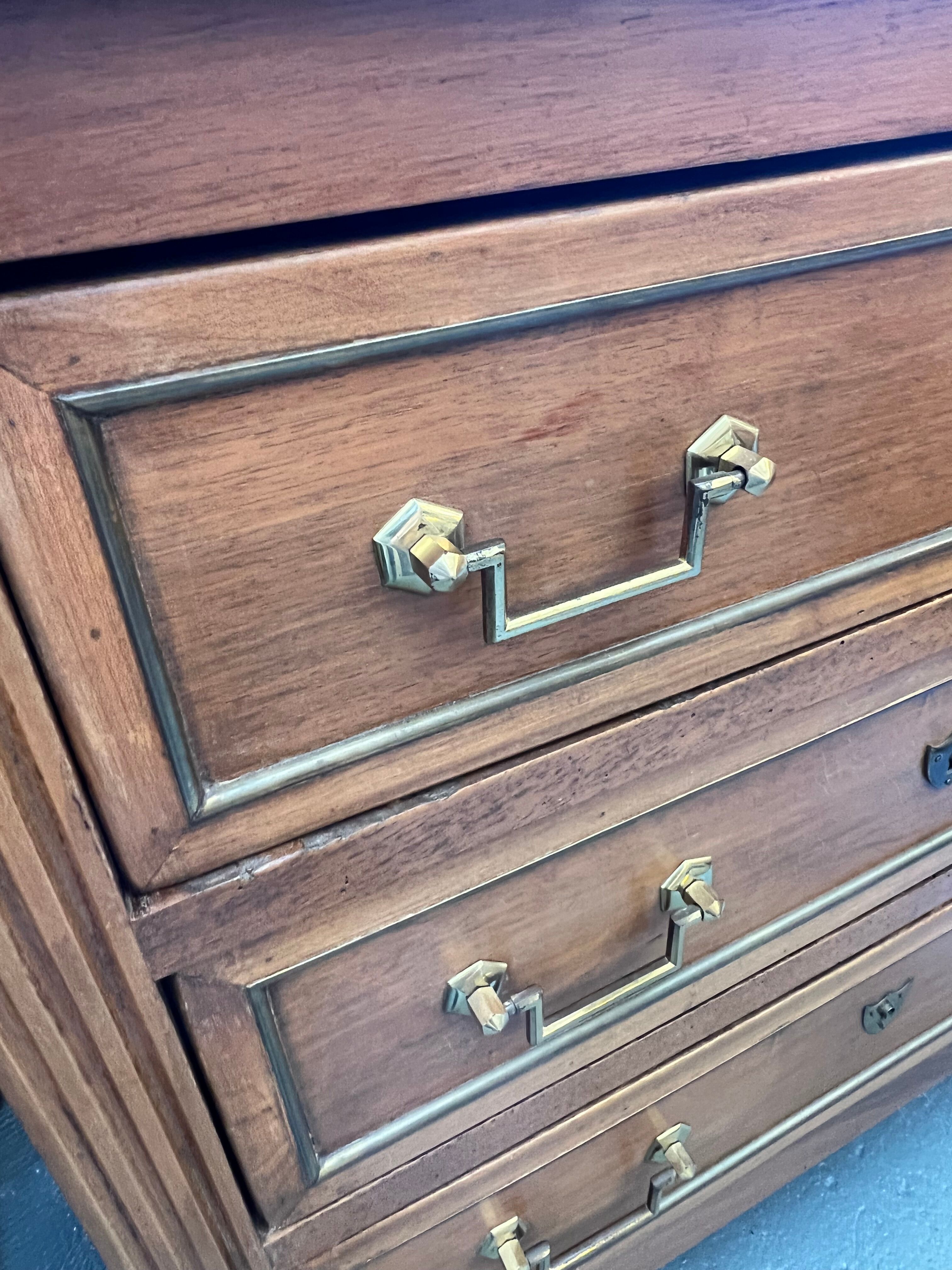 Chest of drawers louis XVI style, early twentieth in solid walnut