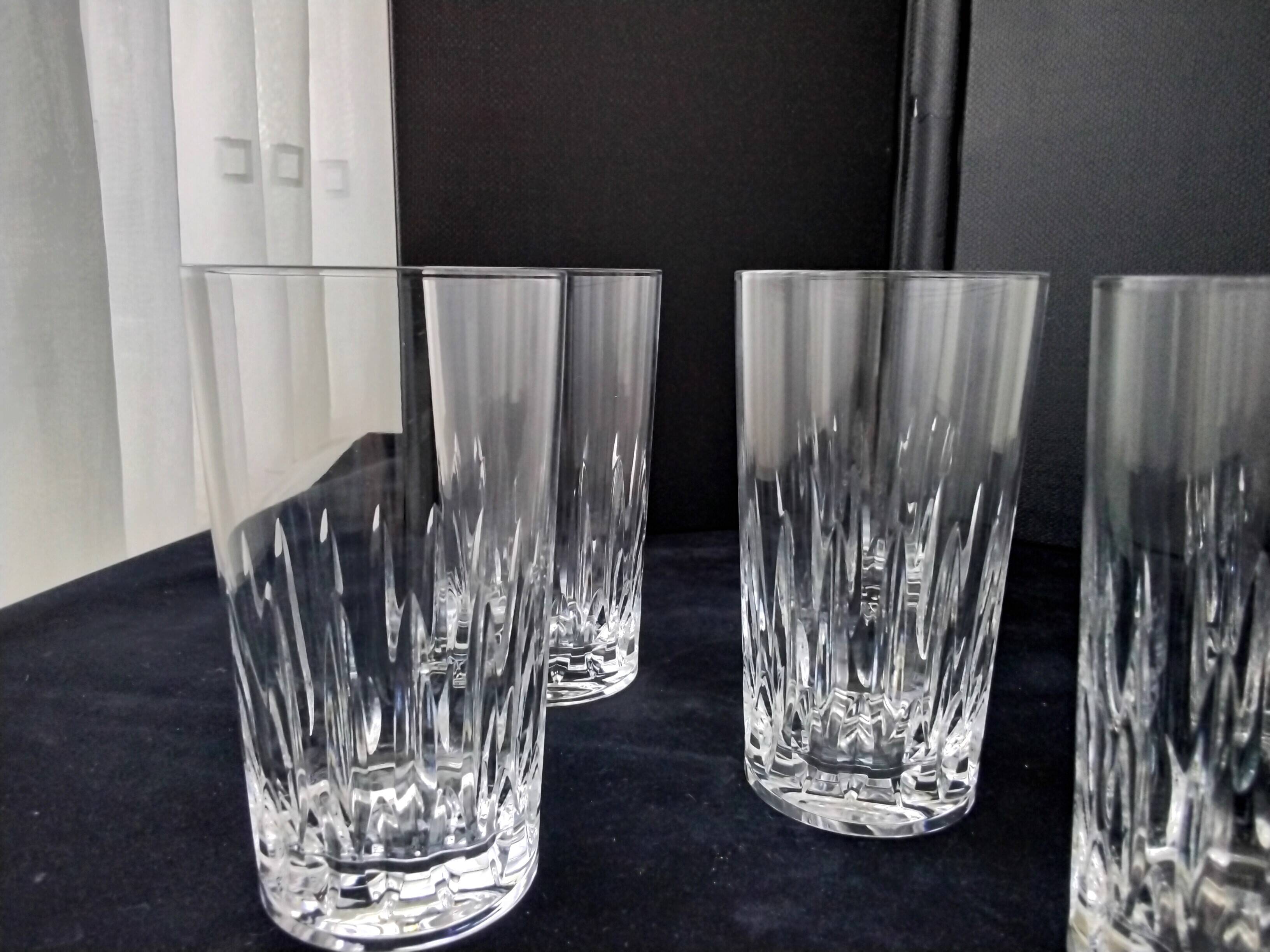 6 Arques crystal orangeade, whisky and cocktail glasses