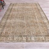 200x300 cm Beige vintage  carpet,  floral design wool and cotton carpet.